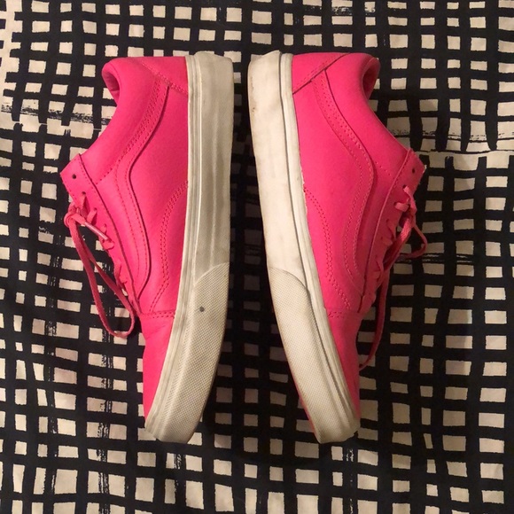 Neon Pink Leather Vans Size 9 - Picture 2 of 16